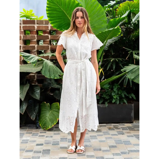 Tamara White Cotton Collared DresS