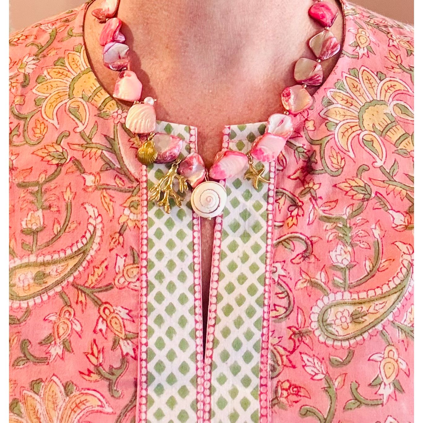 Pink Shell Pearl Necklace
