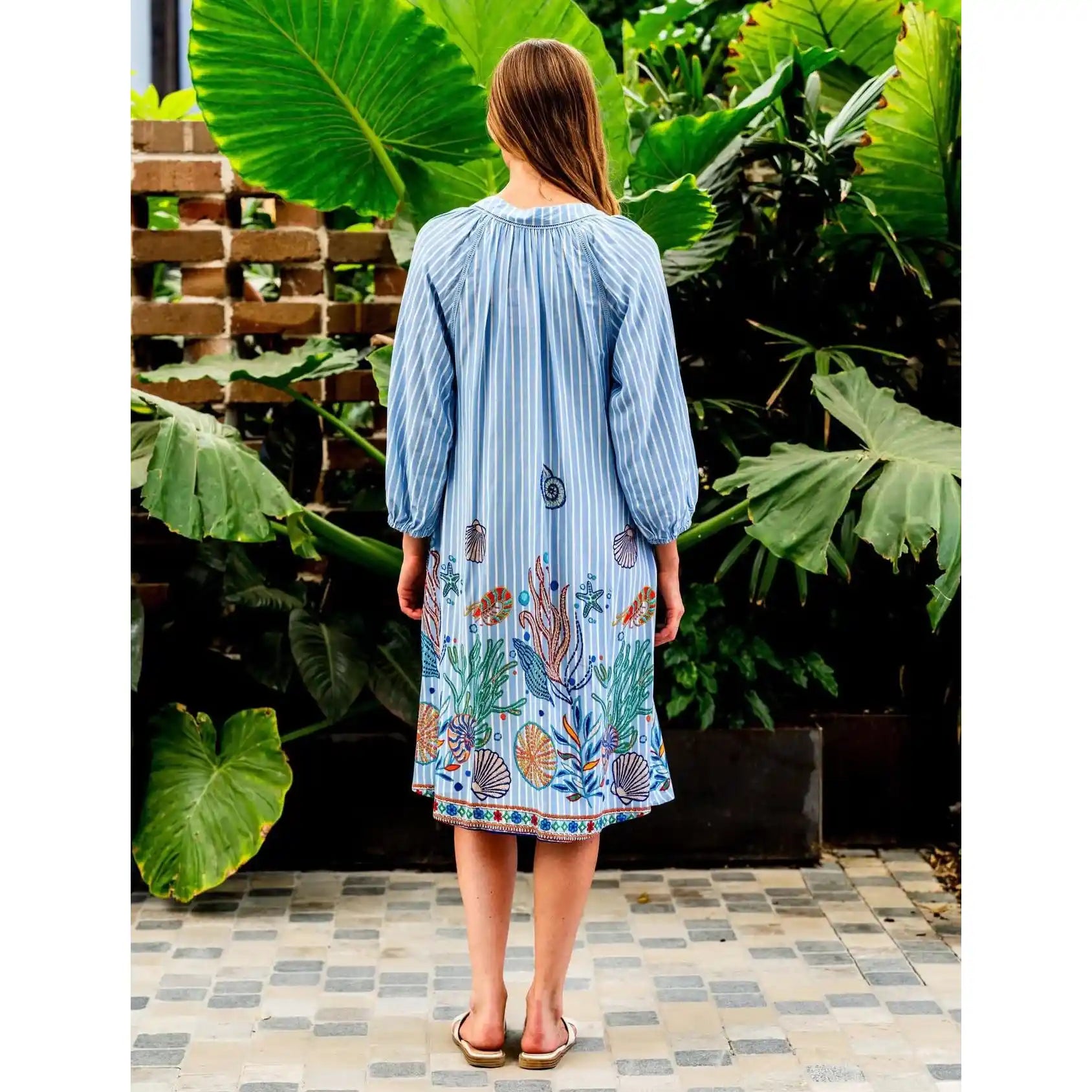 Sea Life Bamboo Rayon Dress back details