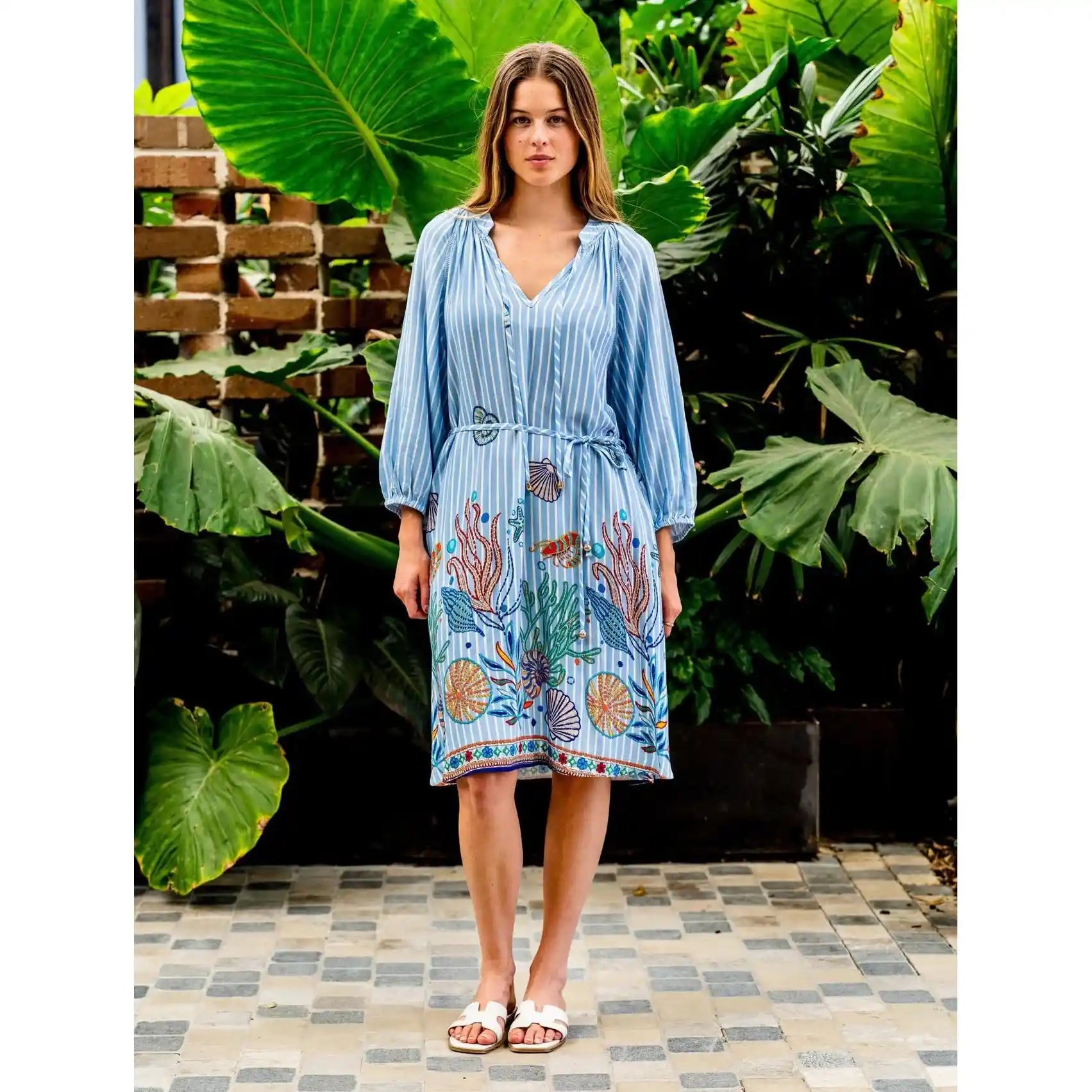 Sea Life Bamboo Rayon Dress with belt