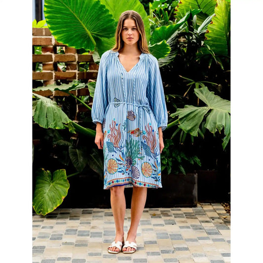Sea Life Bamboo Rayon Dress with belt