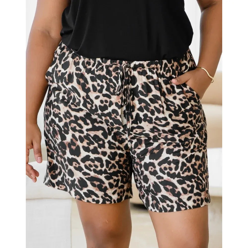 Zara Leopard Relaxed Shorts up close