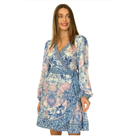 Chloe Wrap dress with gem details 