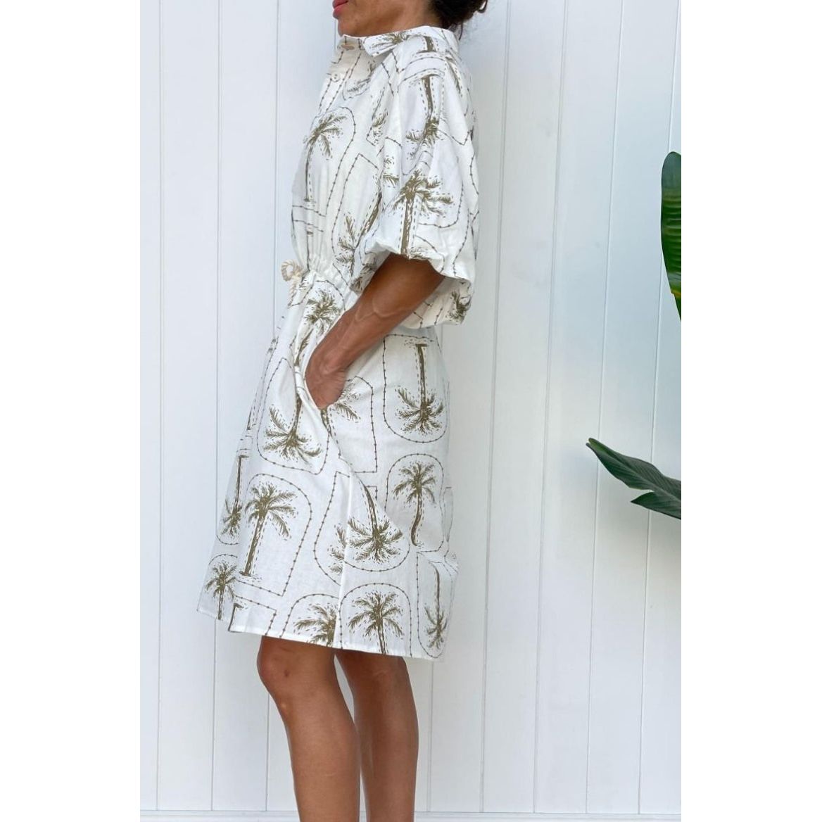 khaki palm dress