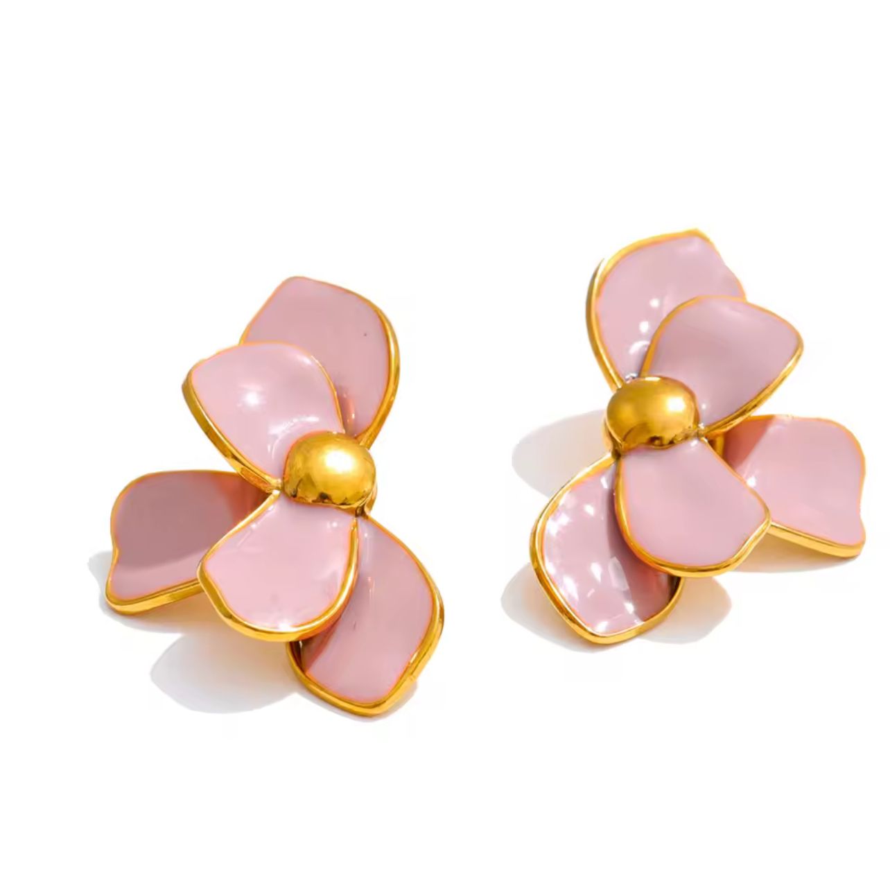 Petal Pastel Stud Earrings in Pink