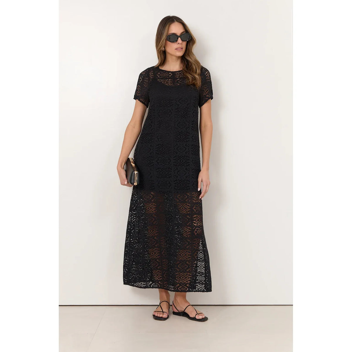 Lottie Lace Maxi Dress in Black