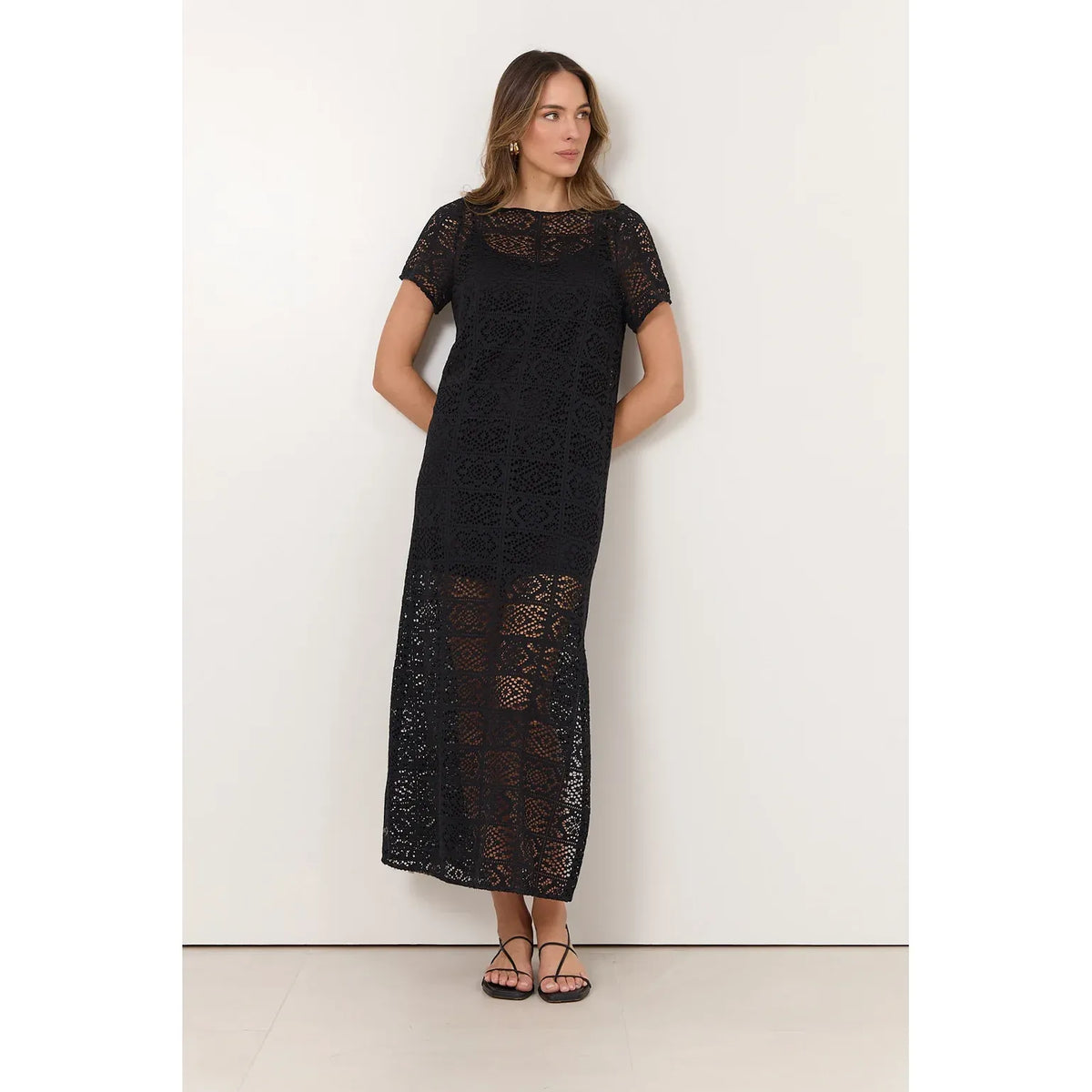 Lottie Lace Maxi Dress in Black