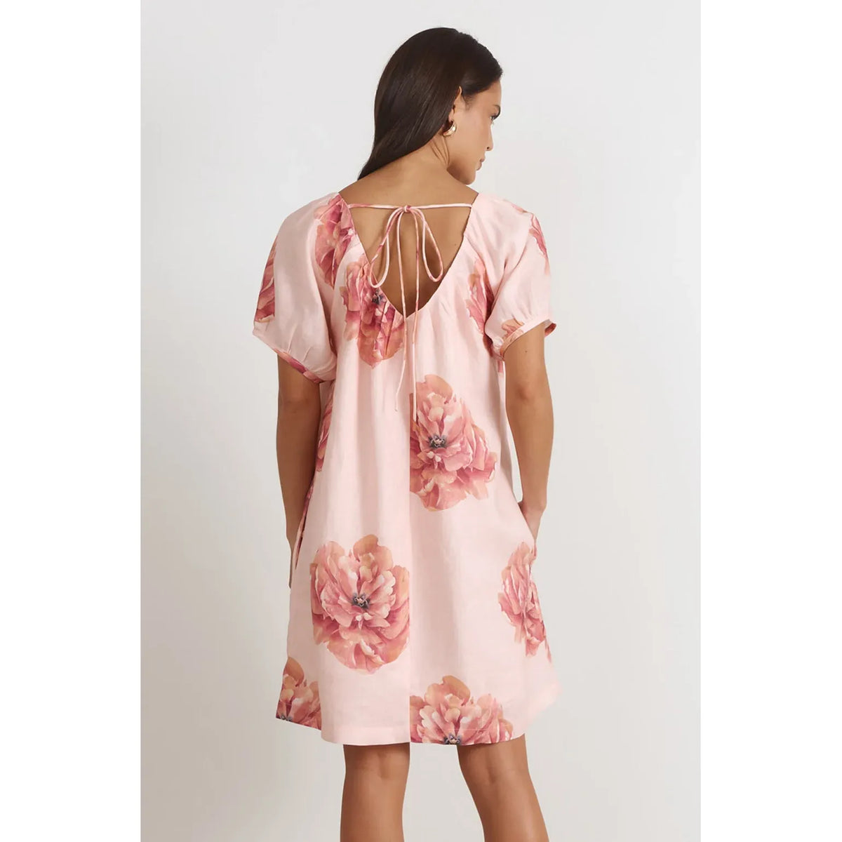 Rosemary V Neck Linen Dress – Piccadilly Print