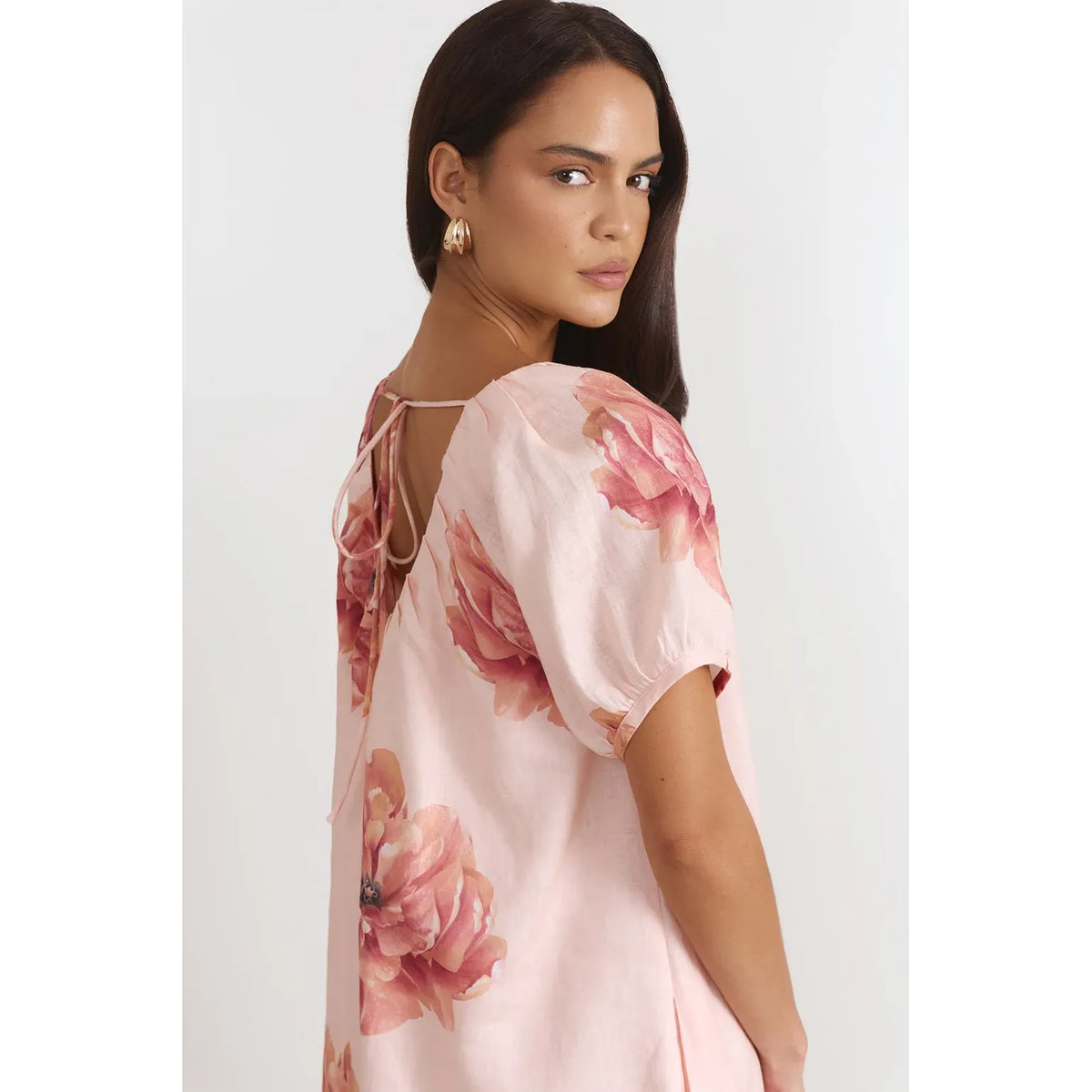 Rosemary V Neck Linen Dress – Piccadilly Print