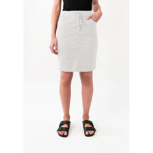 White denim skirt