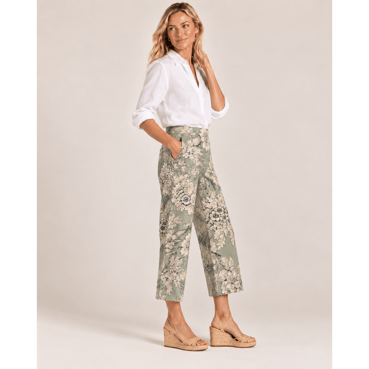 Willow Botanical Cropped Cotton Pants