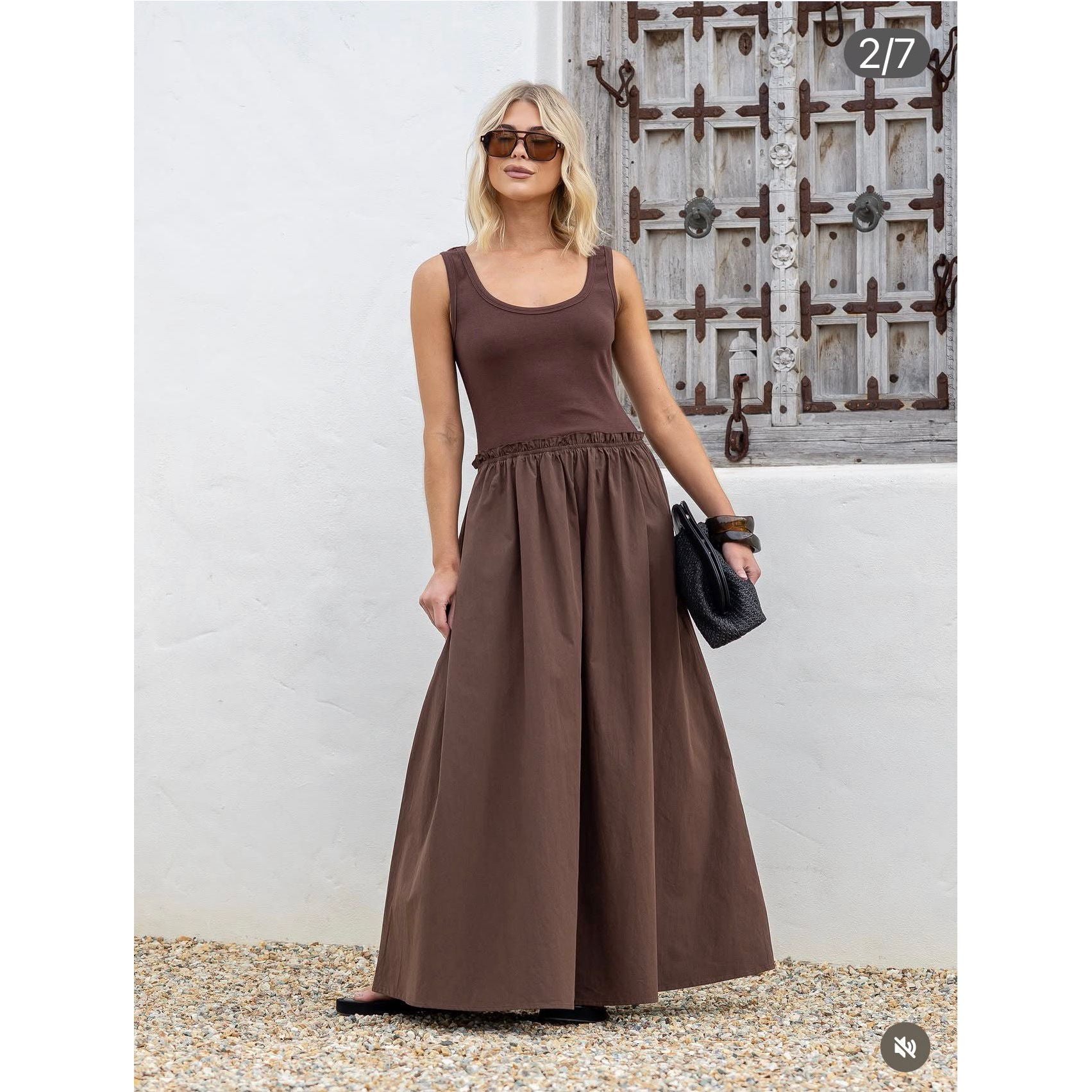 Chocolate Louisa Dress front view