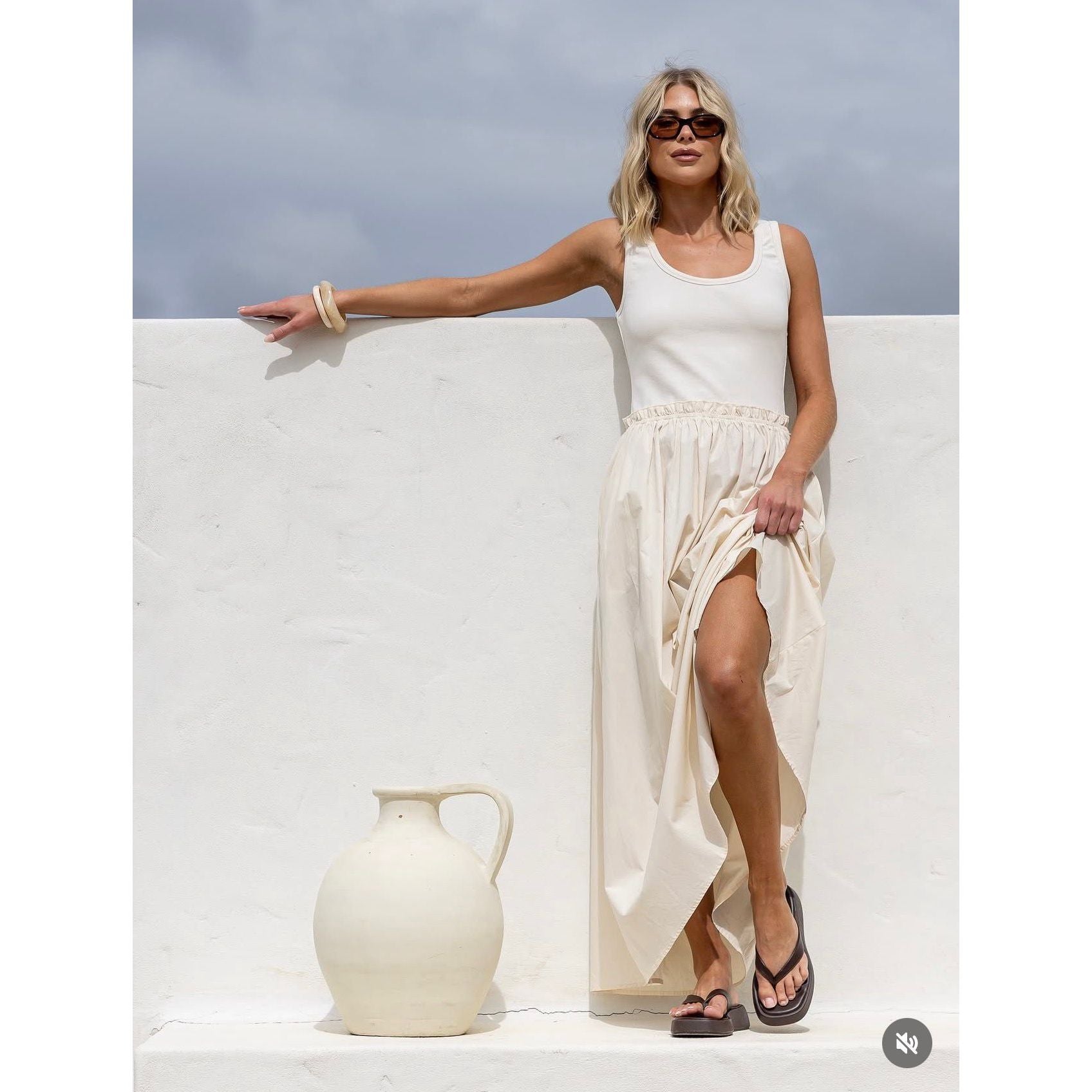 Cream Louisa cotton maxi dress