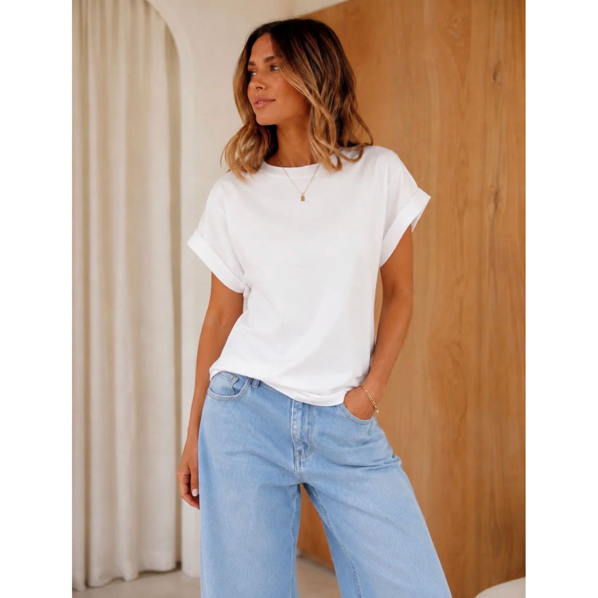 Rachel Relaxed White Cotton Tee