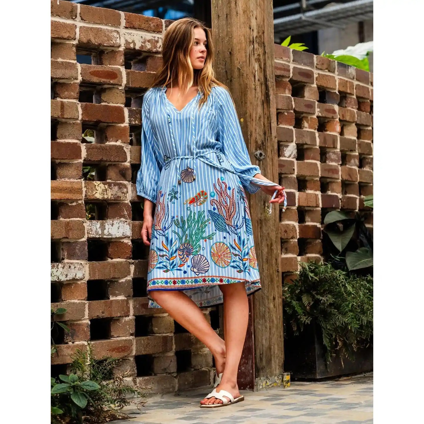 Sea Life Bamboo Rayon Dress with belt