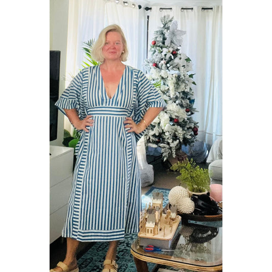 blue stripe kaftan long