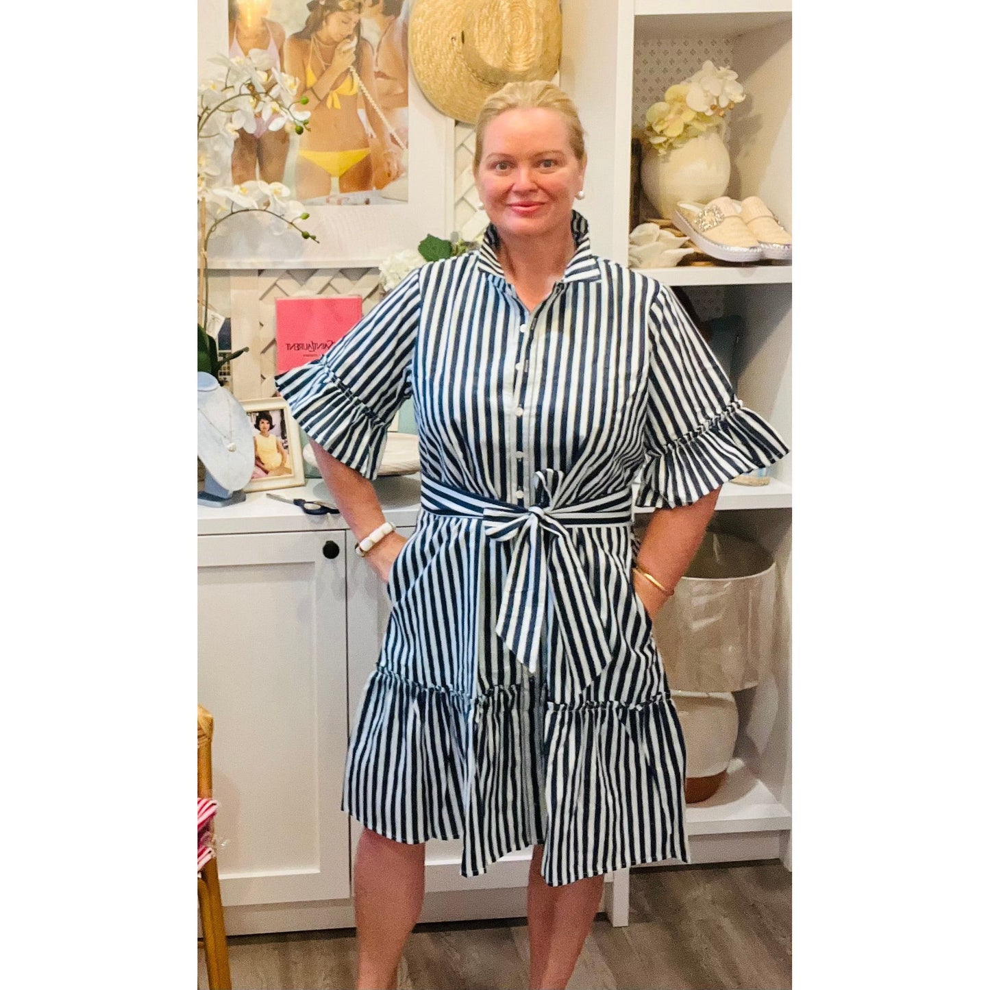 Ralph shirt dress  navy stripe short