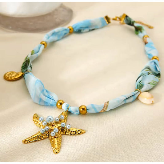 Starfish scarf necklace