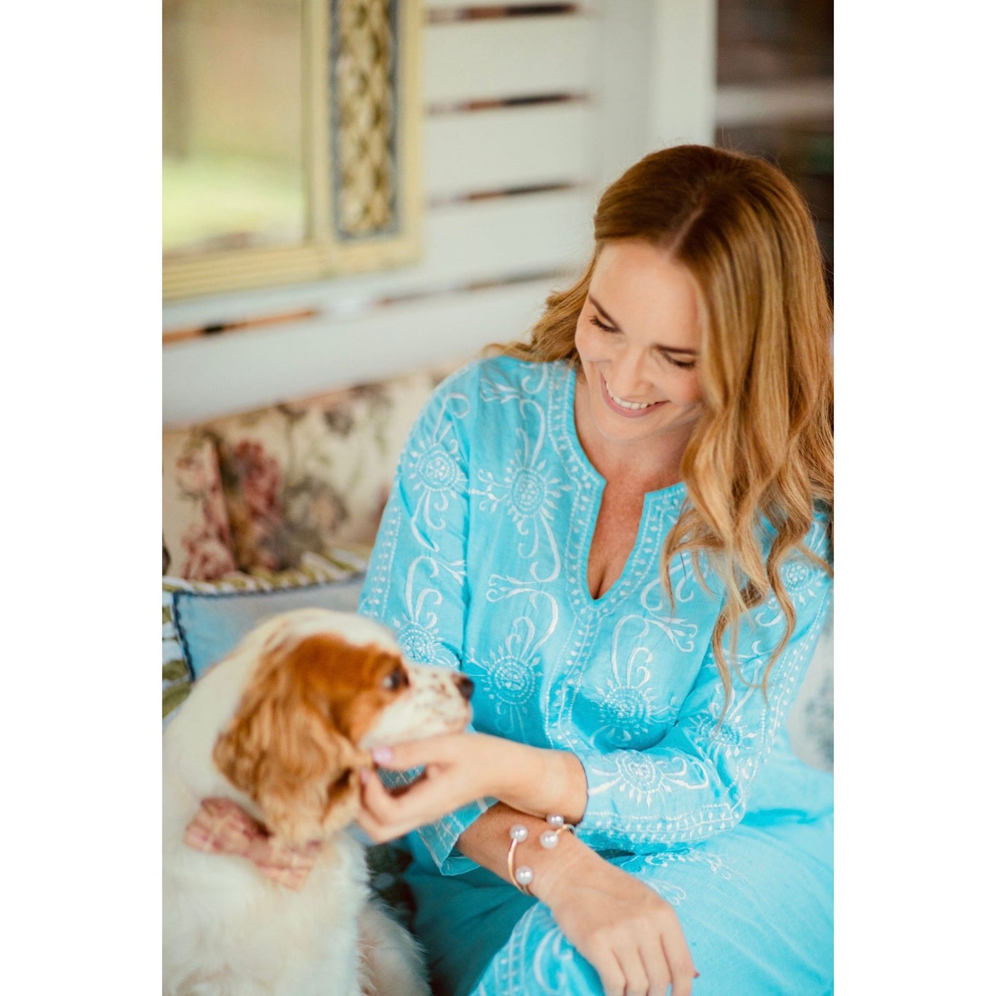 Claudia Blue Linen Midi Dress