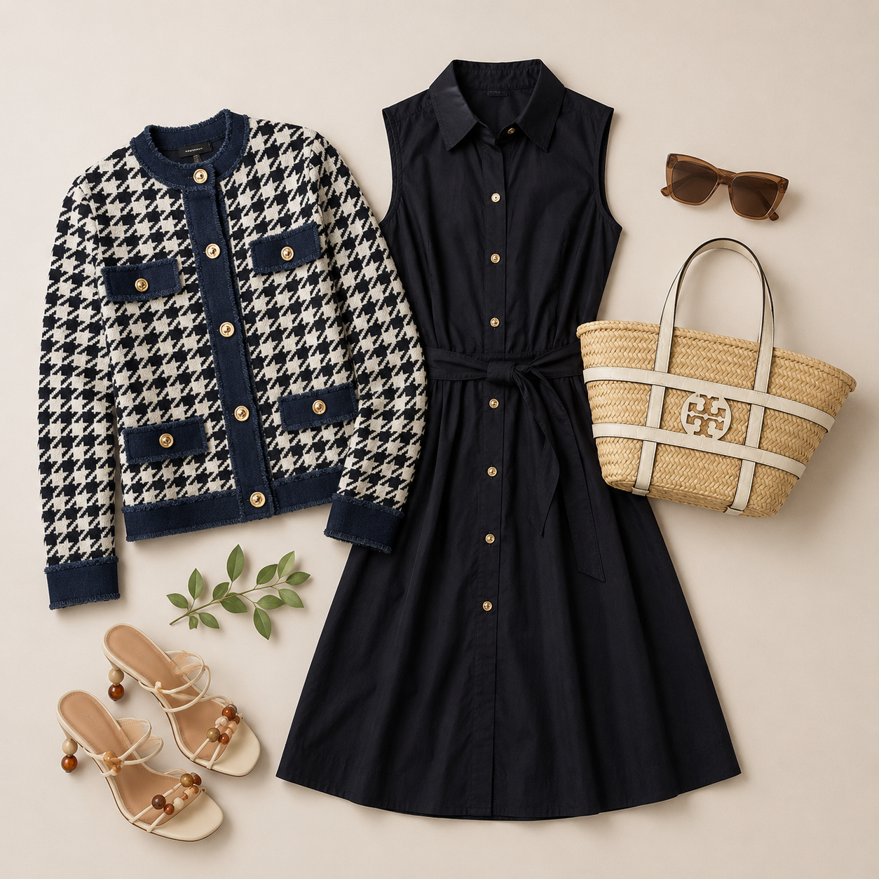 Bacall Knit Jacket – Navy & Cream