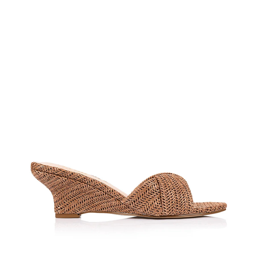 Gabriella Raffia Mule Wedges by Verali in Tan Raffia