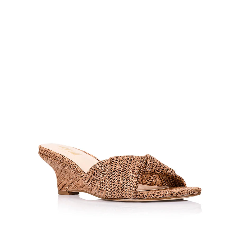 Gabriella Raffia Mule Wedges by Verali in Tan Raffia