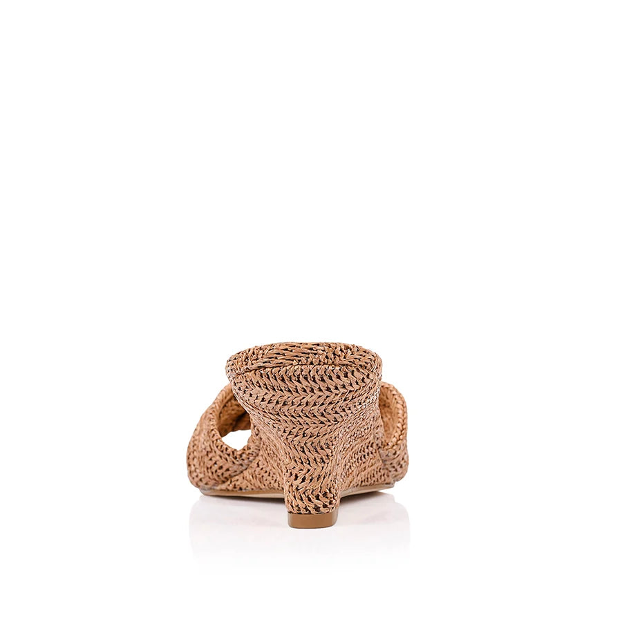 Gabriella Raffia Mule Wedges by Verali in Tan Raffia