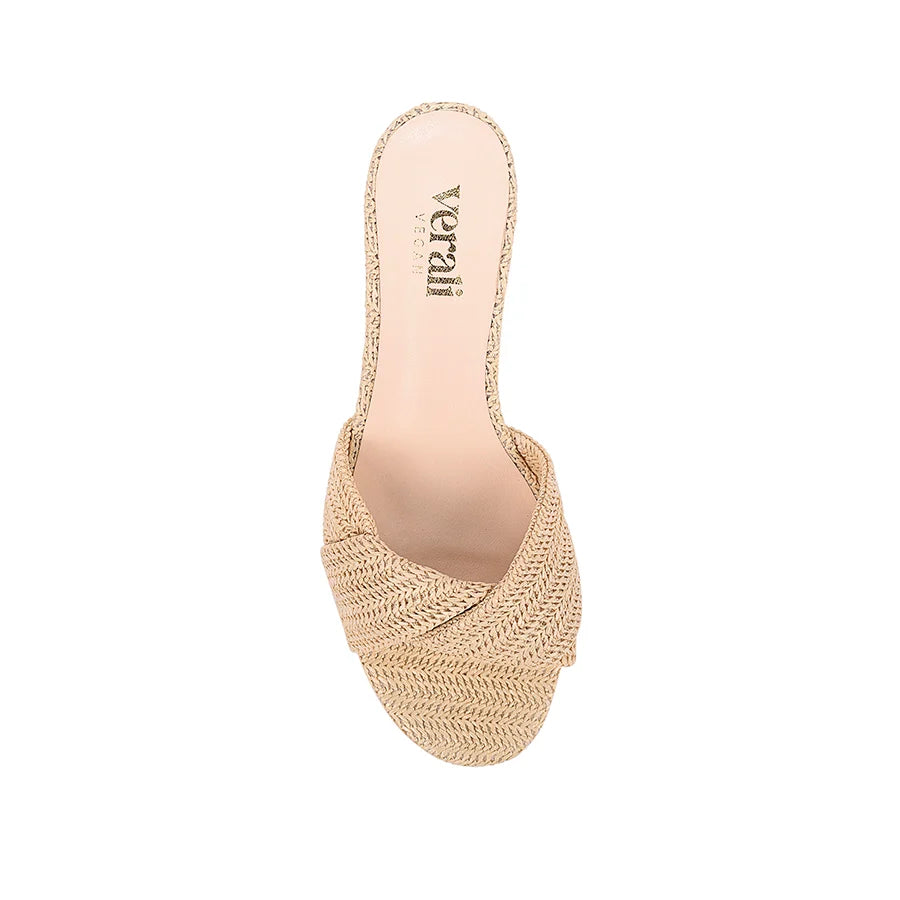 Gabriella Raffia Mule Wedges by Verali in Raffia