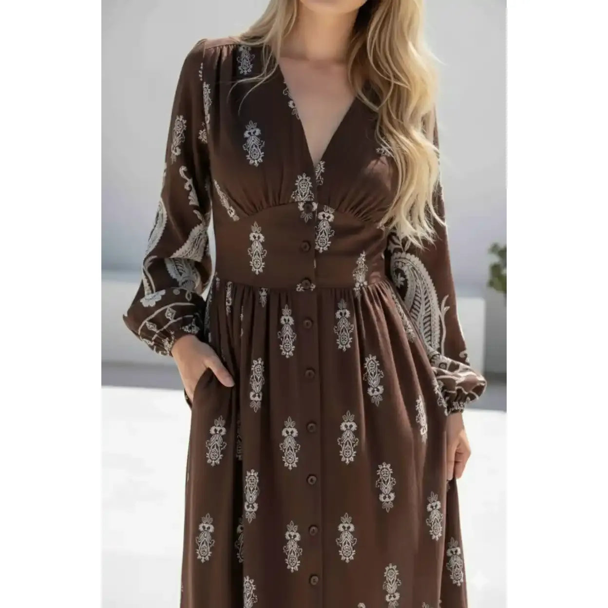 Valencia Paisley Chocolate Maxi Dress
