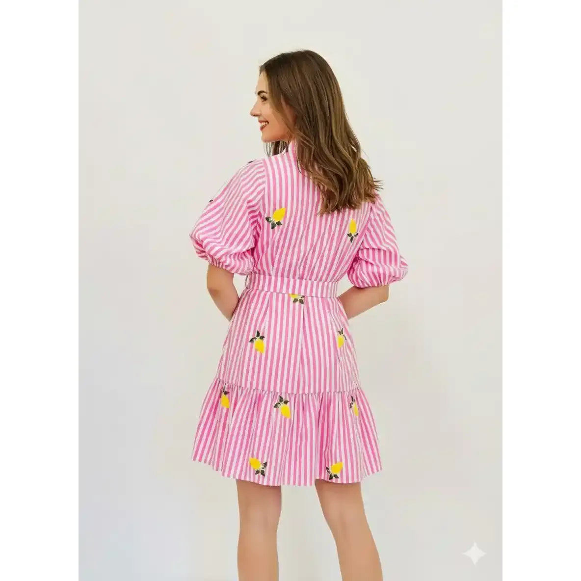 Limoncella Pink Cotton Midi Dress