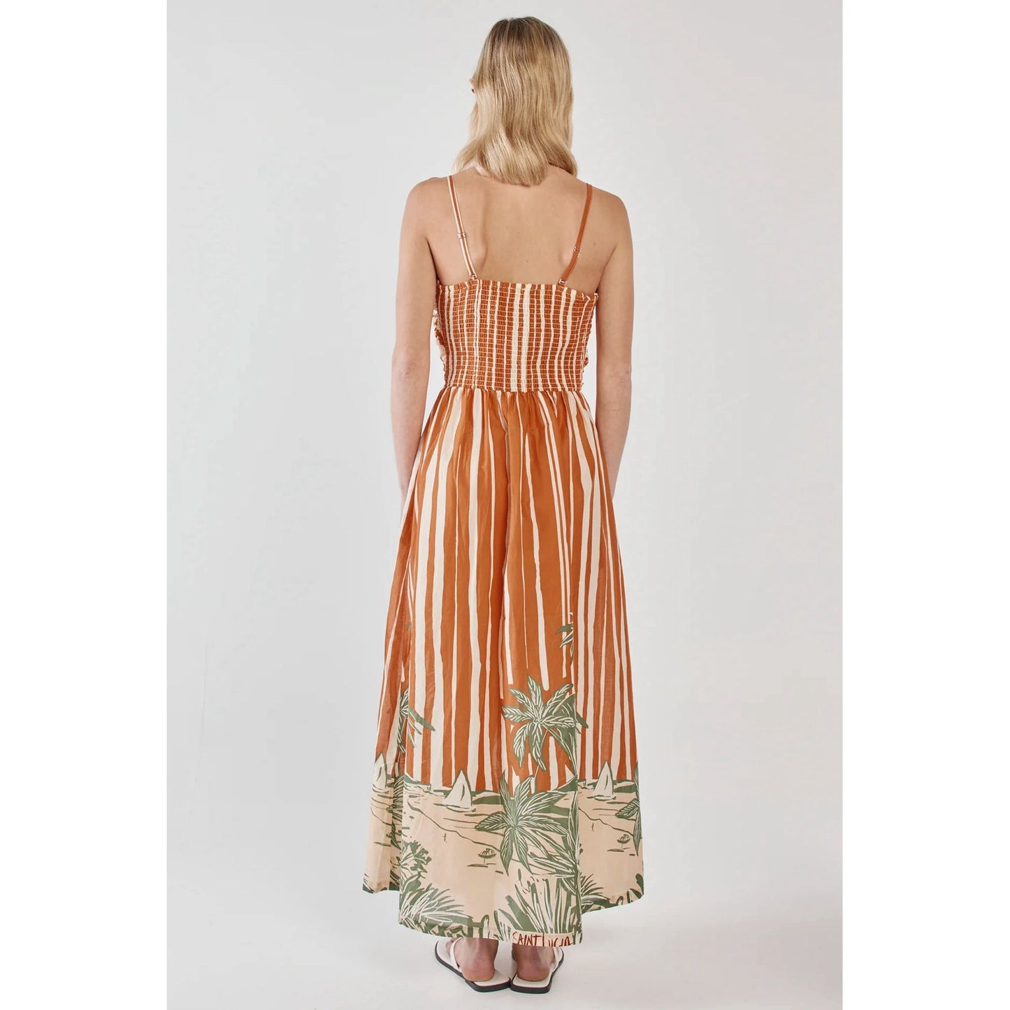 white striped mina maxi dress