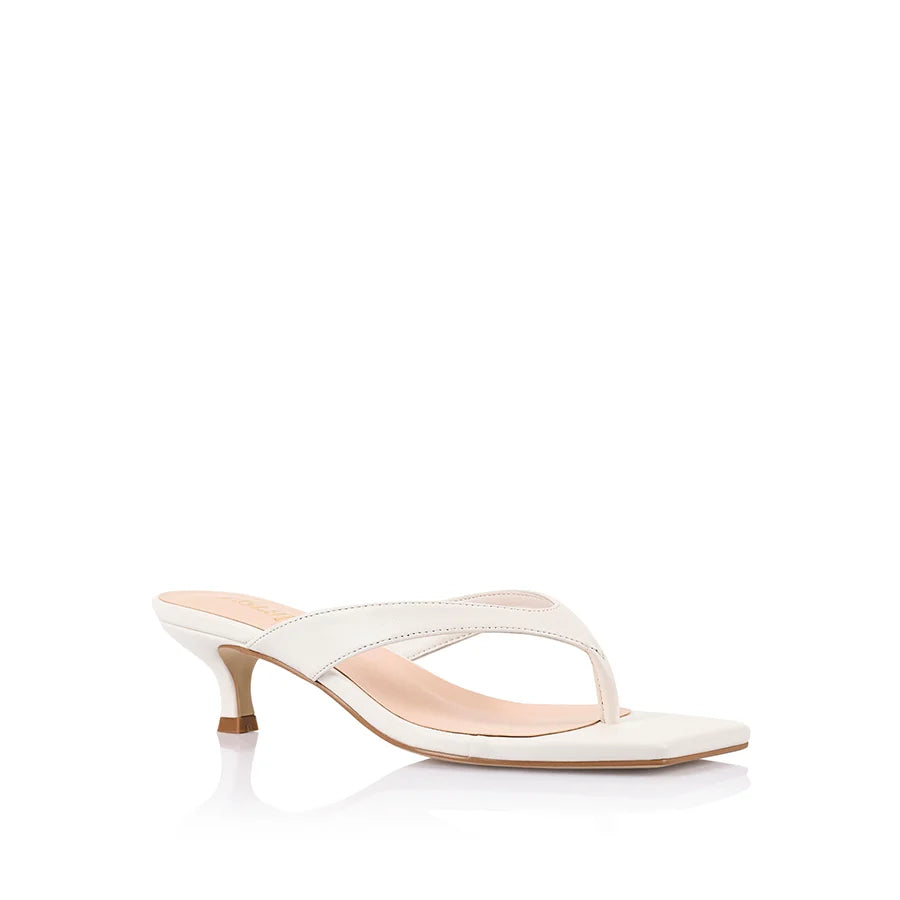 Martha Kitten Heel Thongs in Chalk White