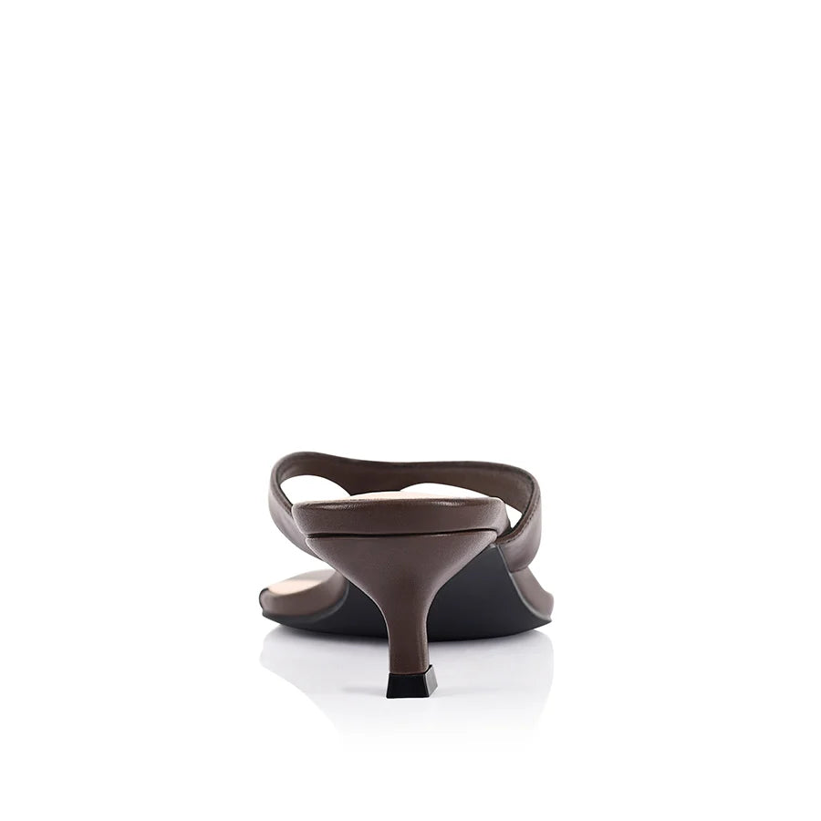 Martha Kitten Heel Thongs in Chocolate Brown