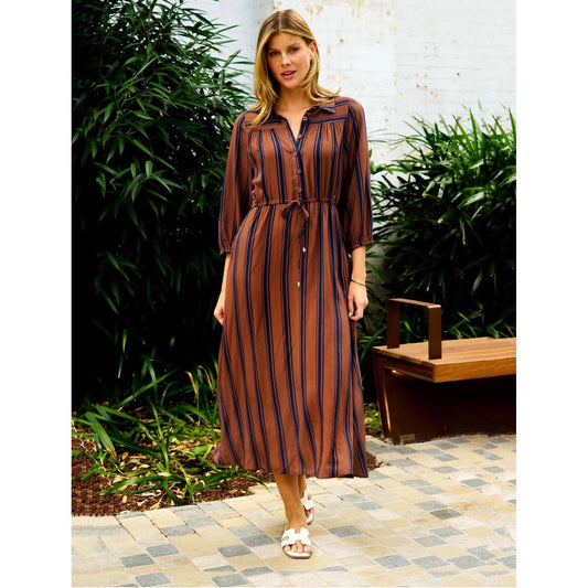Maxi Dress autumn striped midi style