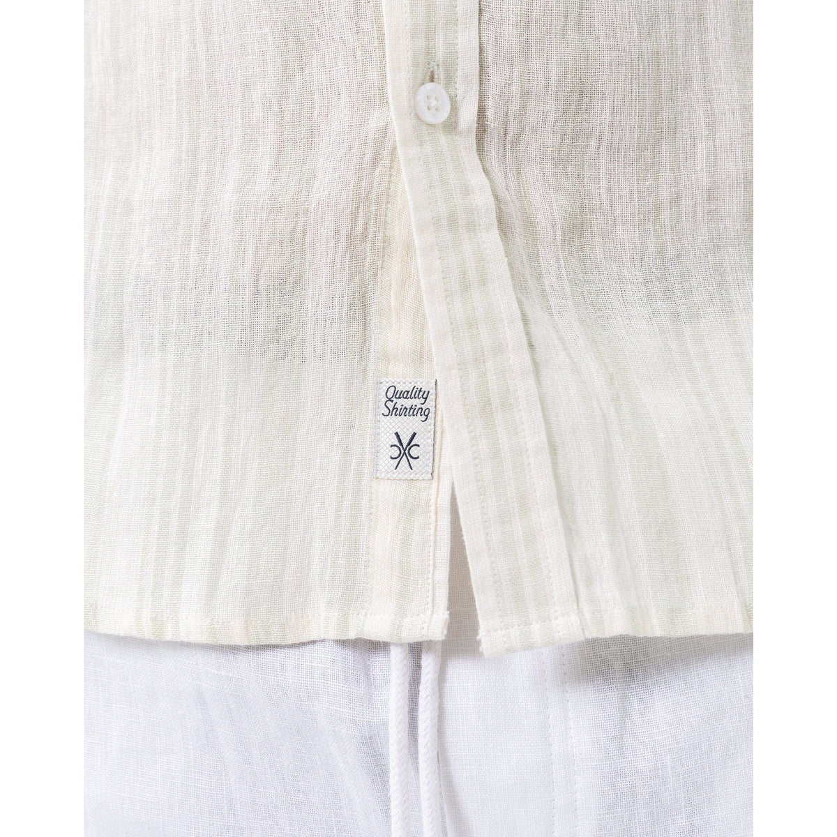 Lachlan Long Sleeve Linen Shirt in Aqua Stripe for Men