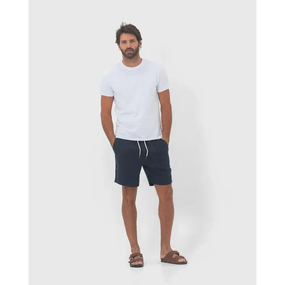 Jacob French Linen Shorts in Navy for Men