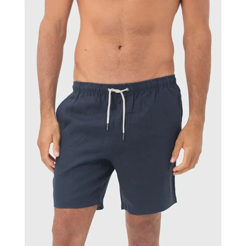 Jacob French Linen Shorts in Navy for Men