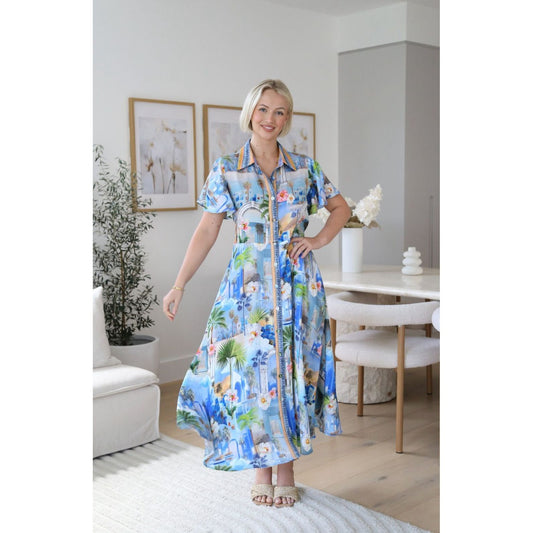 capri blue shirt dress