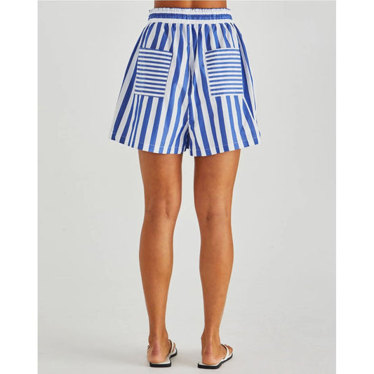 Blue striped pocket shorts