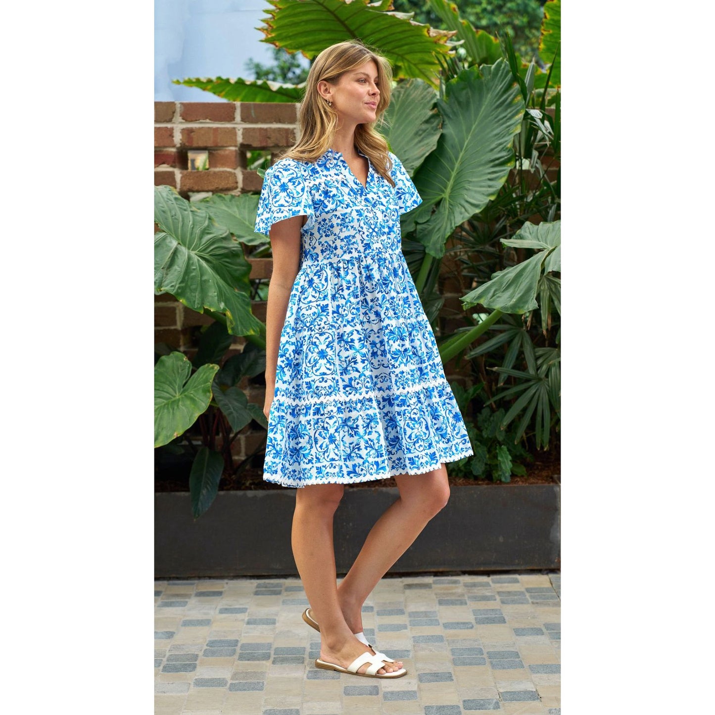 Leni porcelain print cotton dress