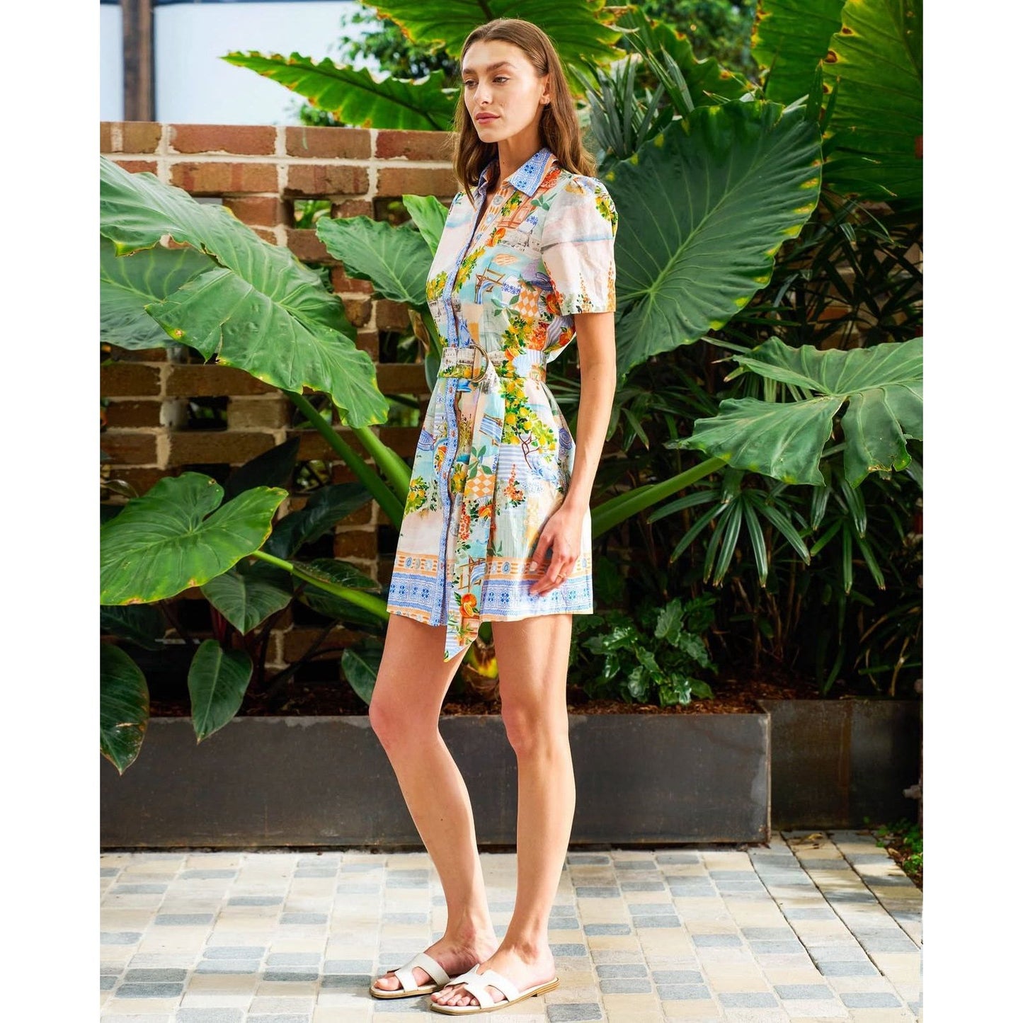 Sofia cotton shirt dress with belt