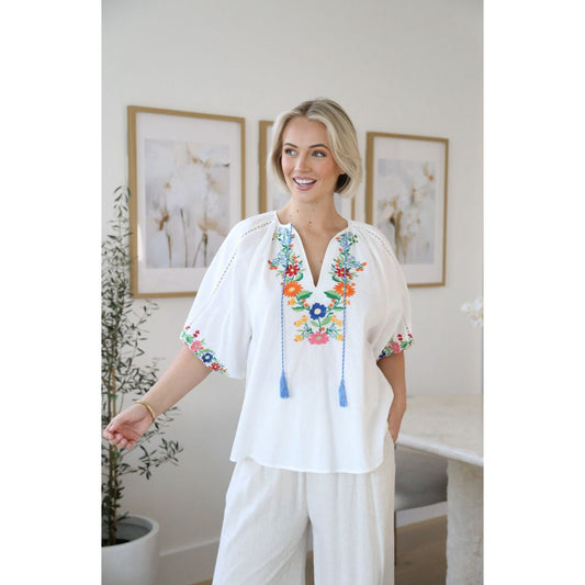 Daisy Embroidered Top