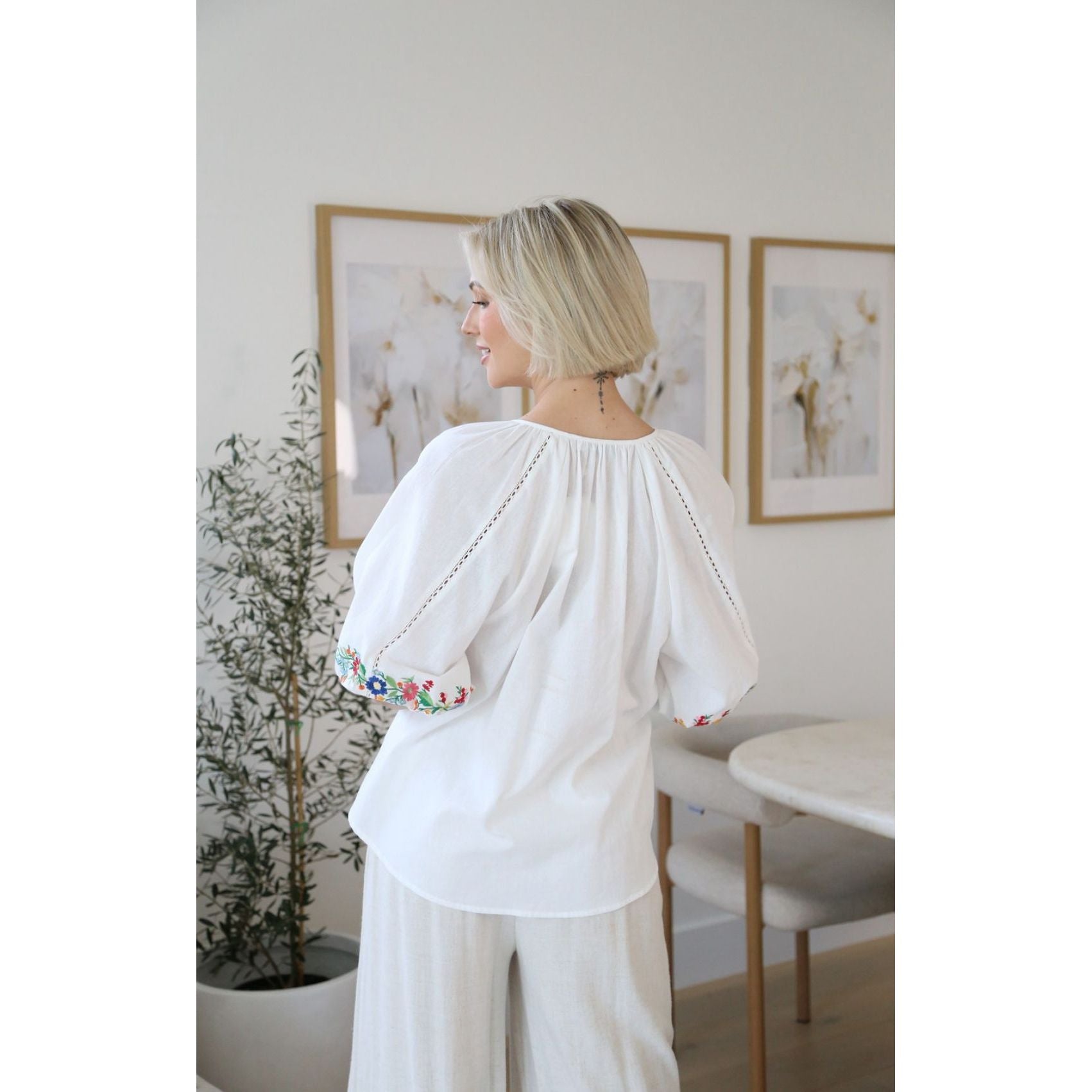 Daisy Embroidered Top back design