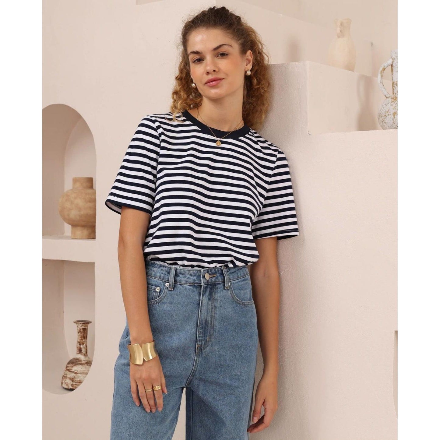 Marin Navy Blue Striped Tee