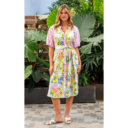 Citrina Mandarin Collar Midi Dress