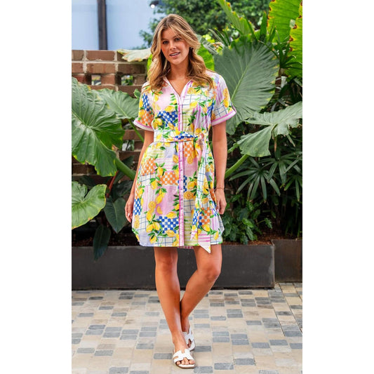 Citrina Collared Short Shirt Dress with belt