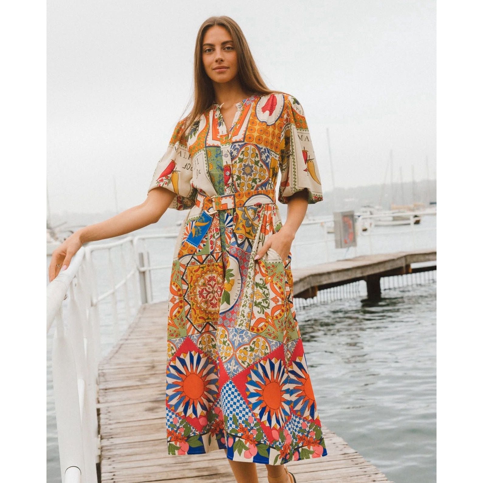 Capri Mosaic Midi Dress