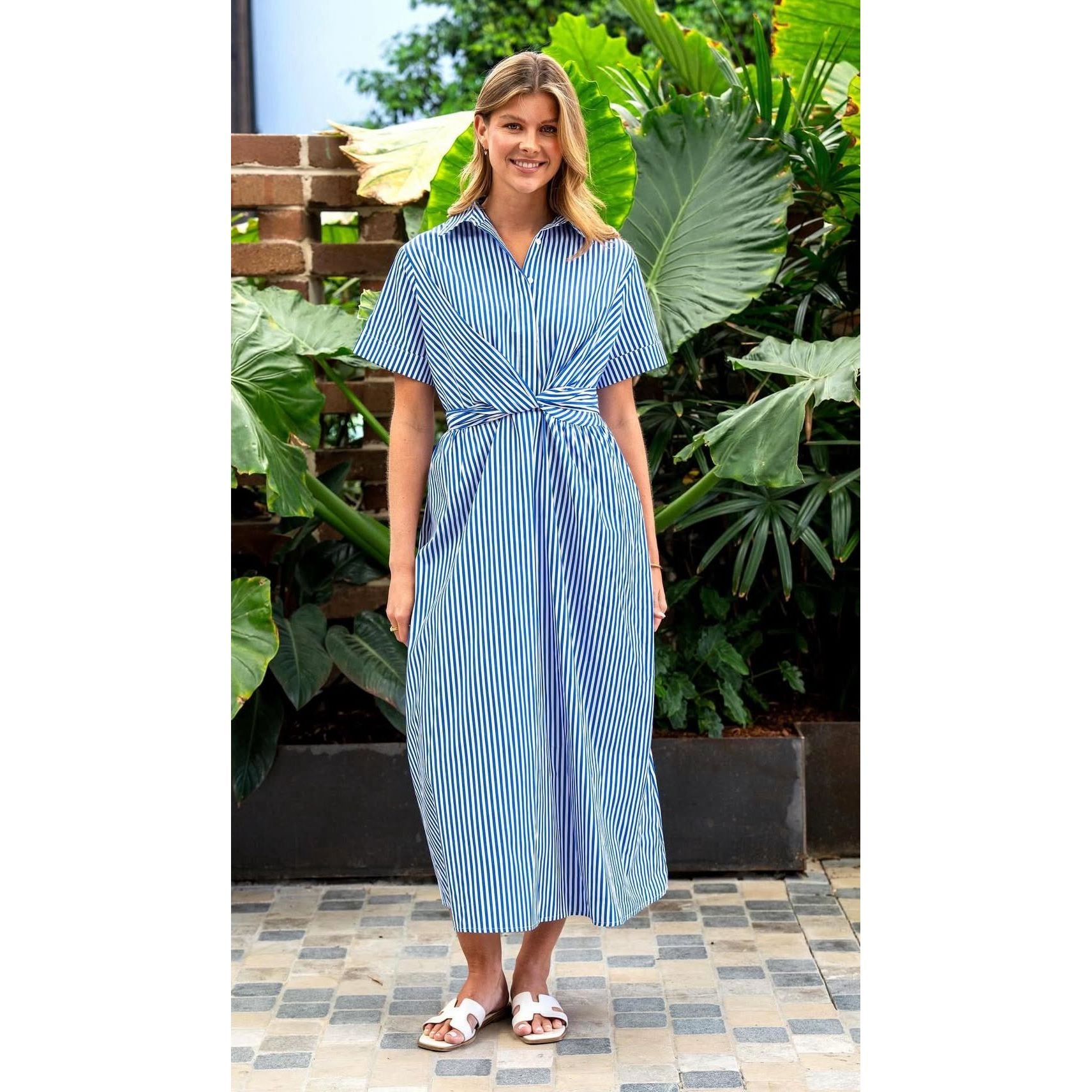 penny blue striped dress