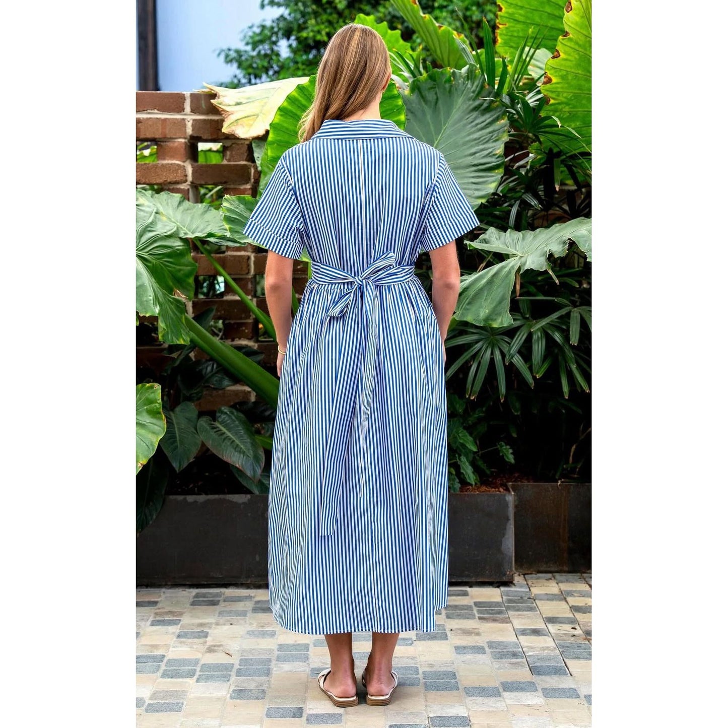 penny blue striped dress