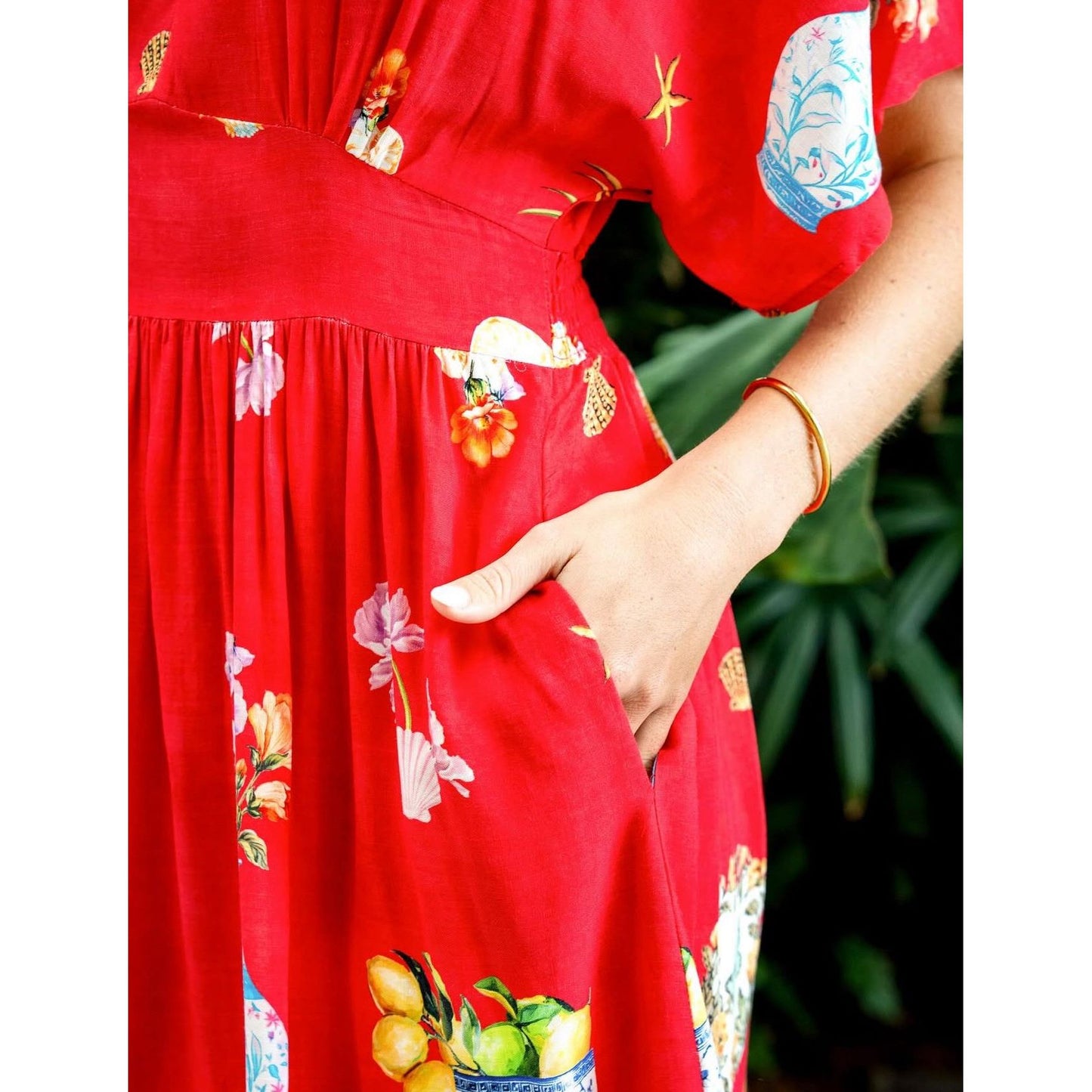 Carmen Rayon Red Dress details